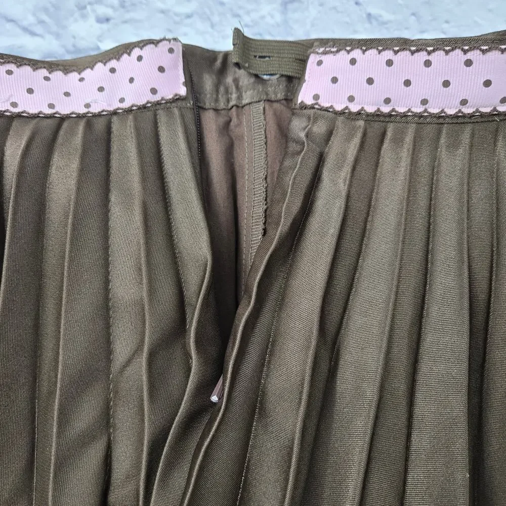 Gymboree Brown Accordian Pleat Skort Girls size 8 Pink Ribbon style Waistband